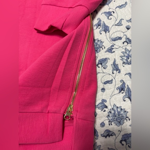 Anrabess Size XL oversized hot Pink Sweatshirt with Side Zippers crew neck - Picture 5 of 10